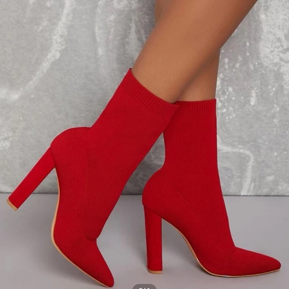 SHEIN Shoes - Worn once red sock boot heel